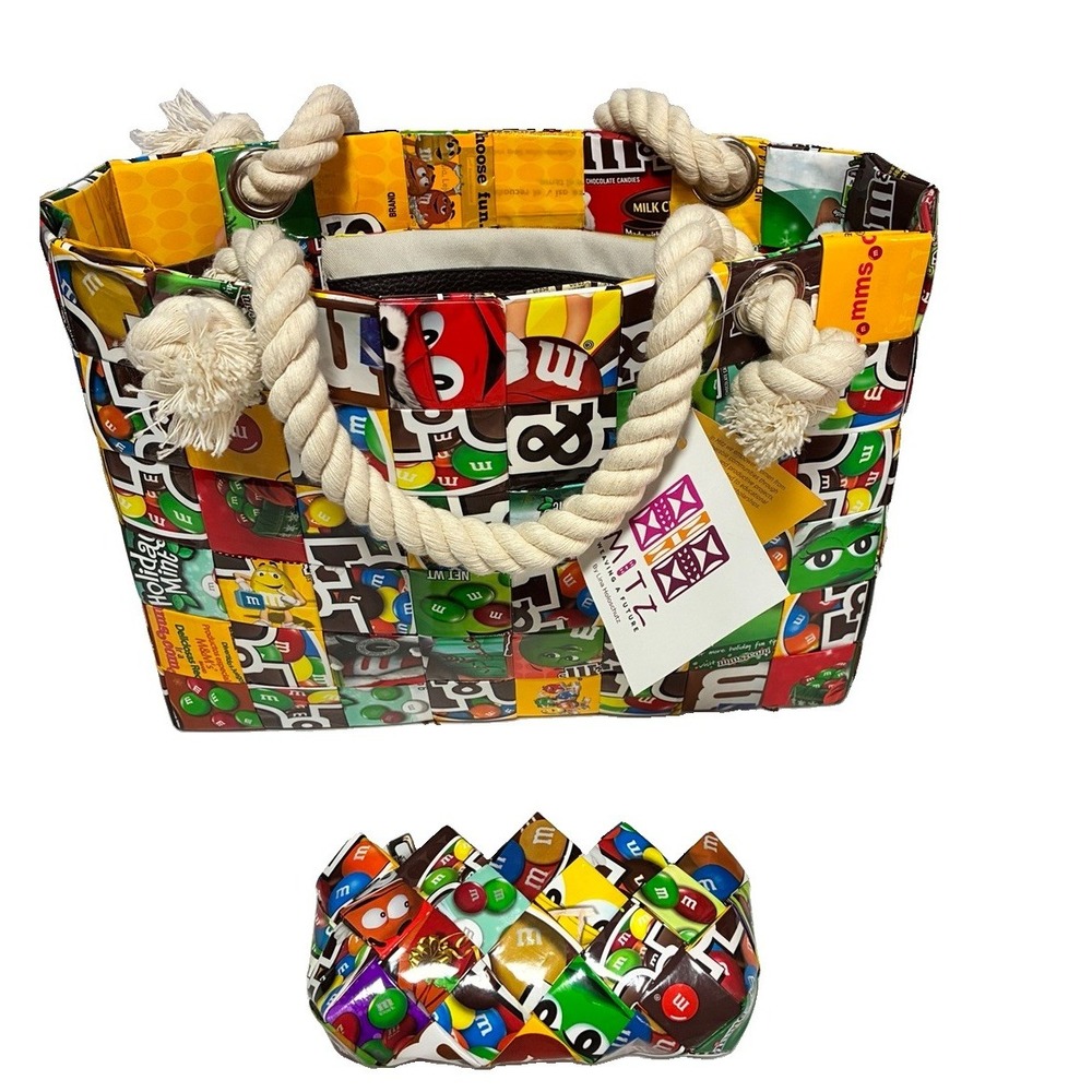 Mitz by Lisa Hodeshutz M&M Candy Wrapper Tote Bag & Matching Change Purse NWT